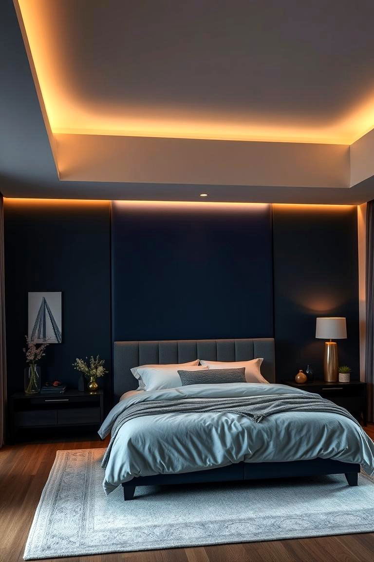 Midnight Blue Accent - 24 Moody Blue Bedroom Ideas