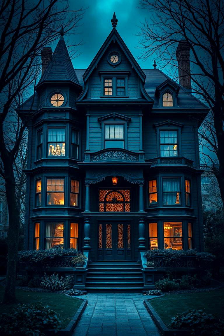 Midnight Blue Mystery - 24 blue victorian house colors