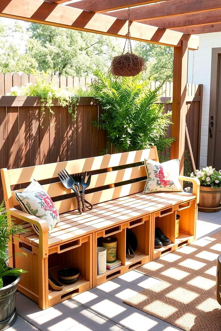 Milk Crate Outdoor Storage Bench - 24 Milk Crate Storage Ideas
