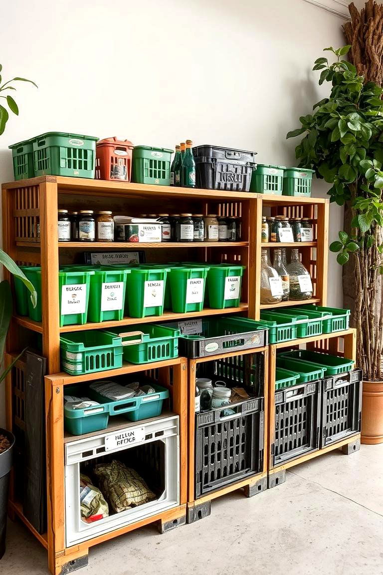 Milk Crate Recycling Container - 24 Milk Crate Storage Ideas