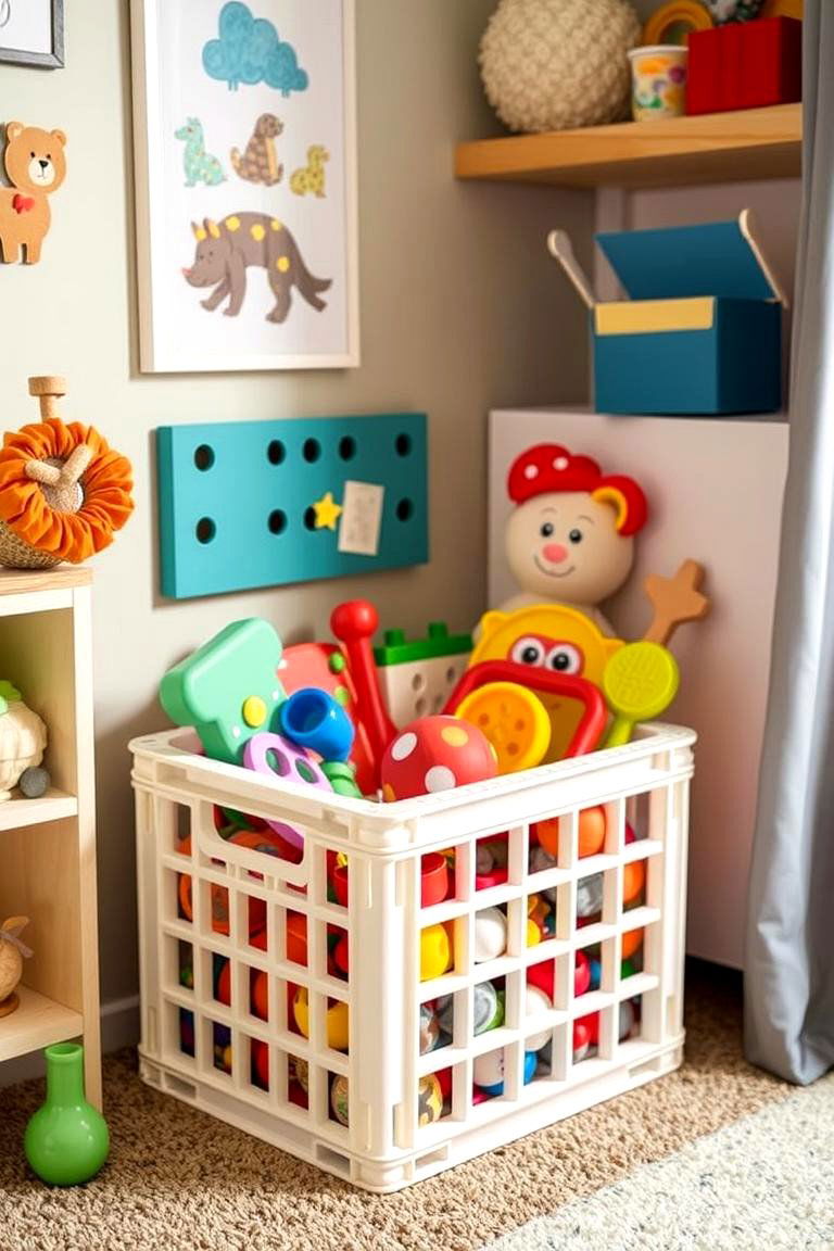 Milk Crate Toy Storage Bin - 24 Milk Crate Storage Ideas
