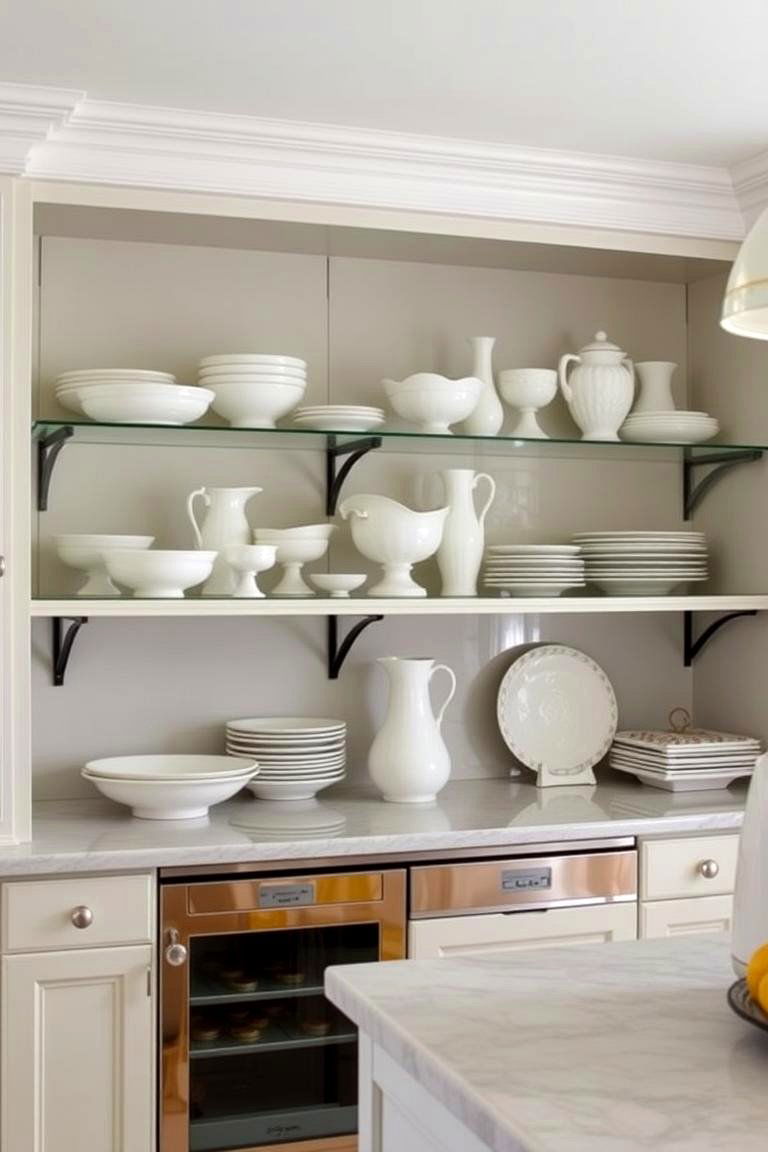 Milk Glass Collection Display - 24 Retro Kitchen Ideas