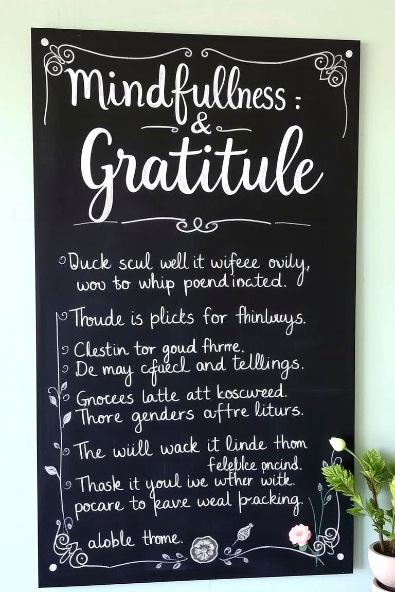 Mindfulness and Gratitude Prompts - 24 Chalkboard Ideas