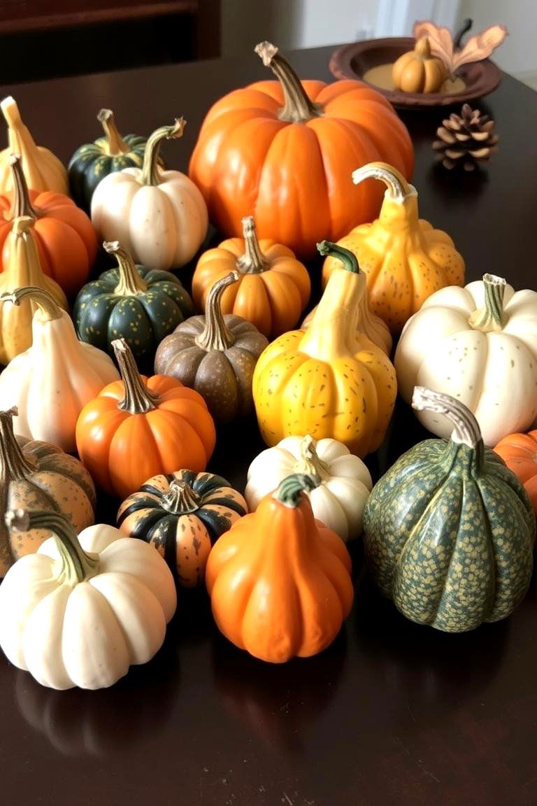 Mini Gourd Decorations - 24 Fall Table Decor Ideas