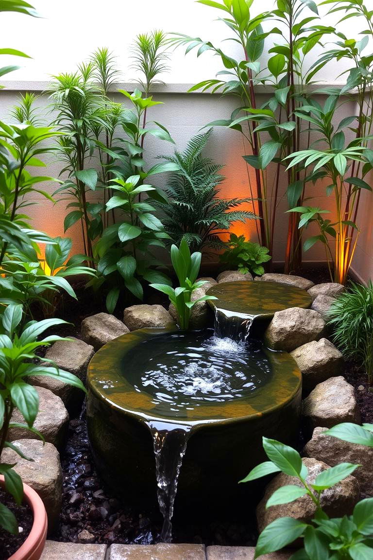 Mini Water Feature Garden - 24 Budget Small Garden Ideas