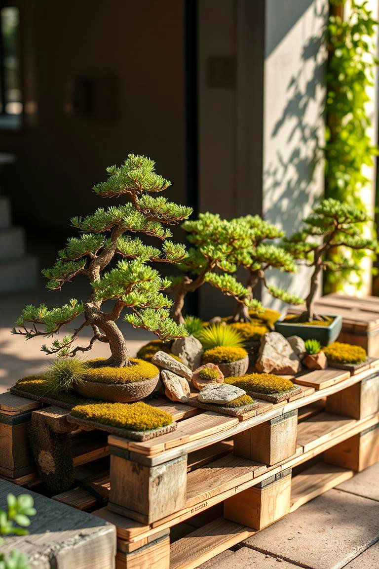 Miniature Bonsai Wall - 24 Vertical Pallet Garden Ideas