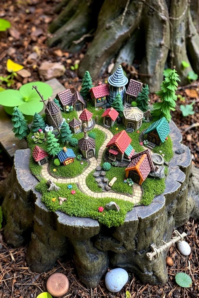 Miniature Fairy Village - 24 Tree Stump Fairy Garden Ideas