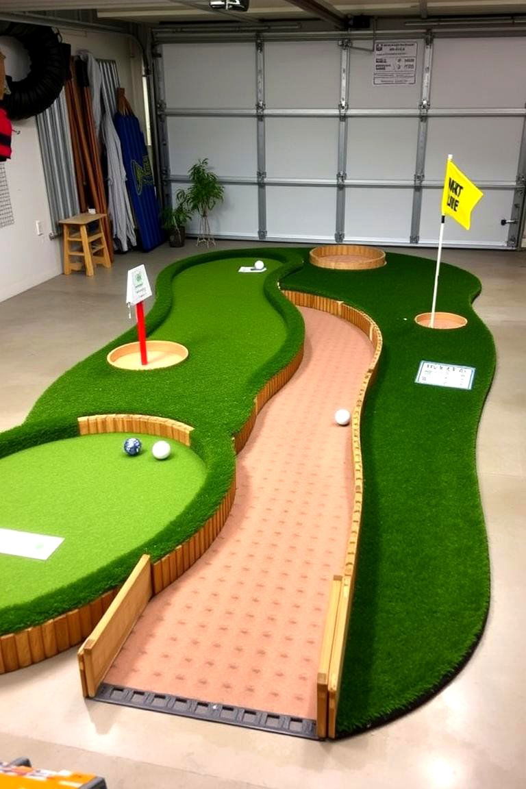 Miniature Golf Course - 24 Garage Game Room Ideas