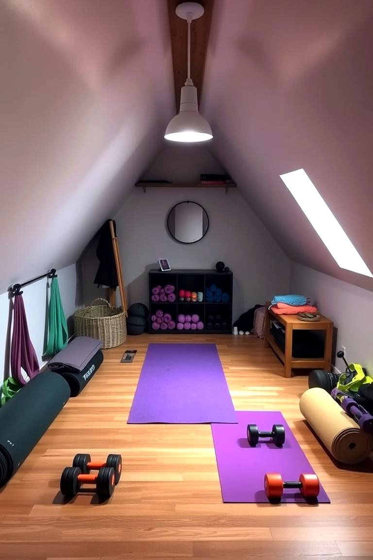 Miniature Home Gym for Light Workouts - 24 Low Ceiling Small Attic Room Ideas