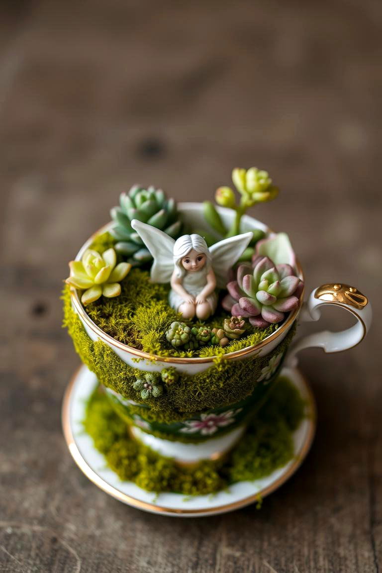 Miniature Teacup Garden - 24 Fairytale Wedding Ideas
