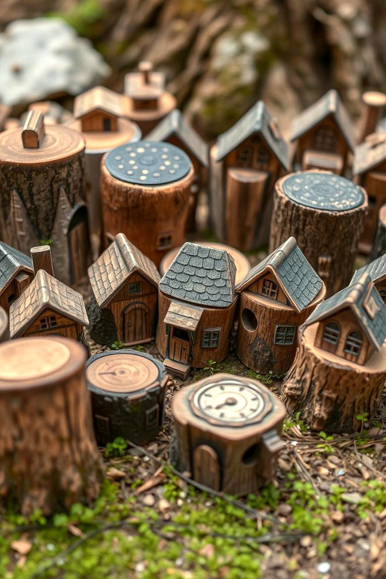 Miniature Village Display - 24 Tree Stump Decorating Ideas