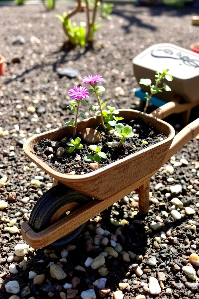 Miniature Wheelbarrow Delight - 24 Fairy Garden Container Ideas