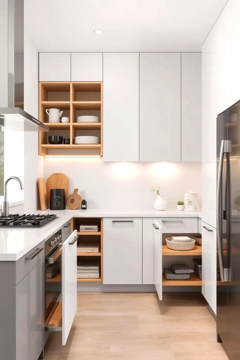 Minimalist Approach with Hidden Storage - 24 Split Level Kitchen Design Ideas