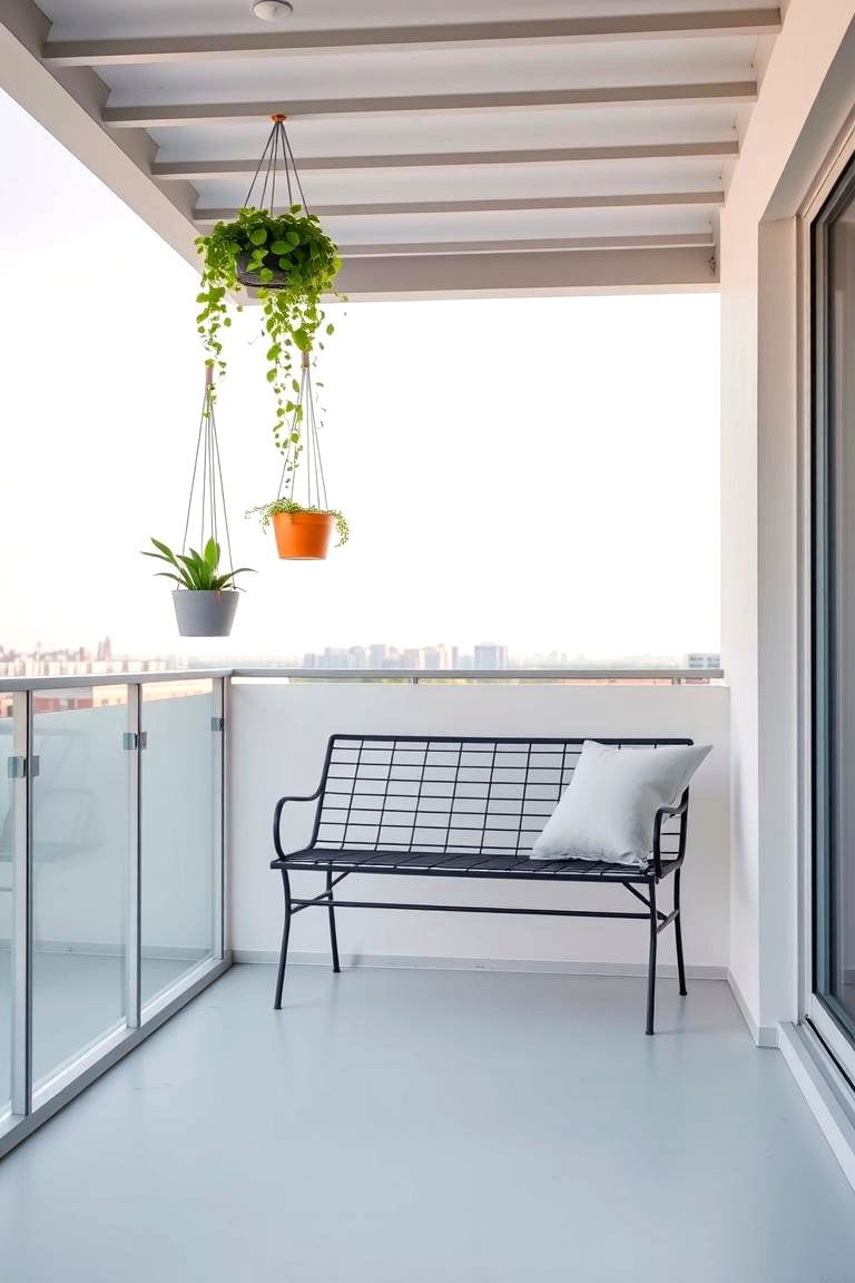 Minimalist Balcony with Greenery - 24 Bedroom Balcony Ideas