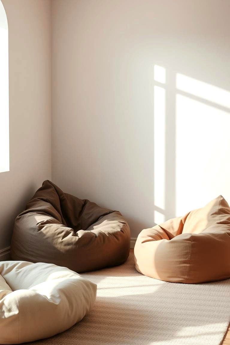 Minimalist Bean Bag Corner - 24 Bedroom Seating Area Ideas