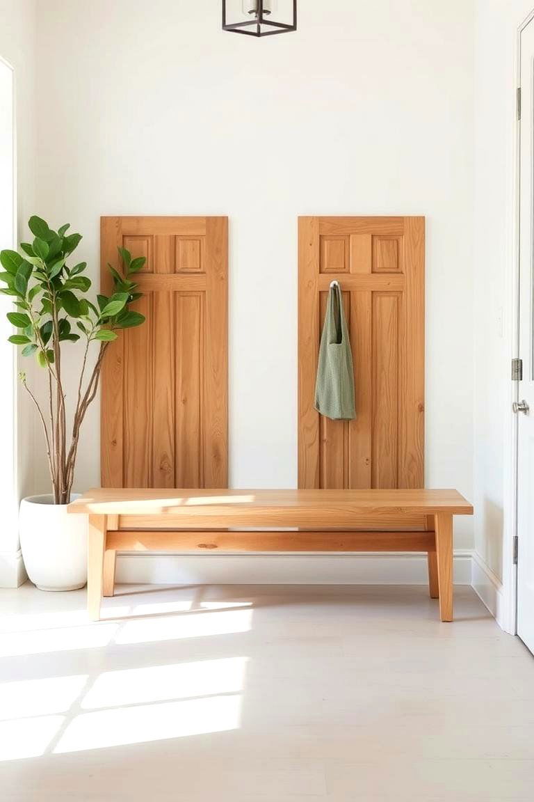 Minimalist Bench with Natural Wood Finish - 24 Entryway Bench Ideas