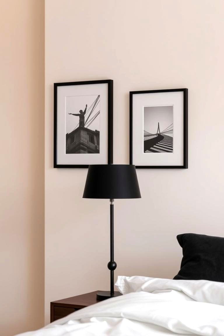 Minimalist Black Accents - 24 Cream and Black Bedroom Ideas