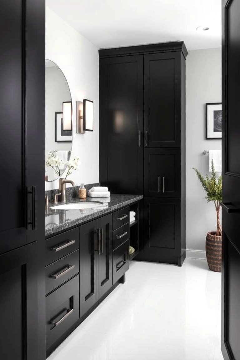 Minimalist Black Bathroom Cabinets - 24 Black Bathroom Ideas