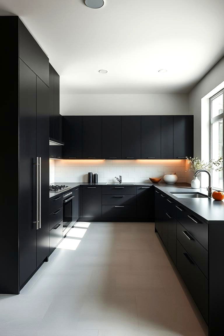 Minimalist Black Cabinets - 24 Black Kitchen Cabinet Ideas