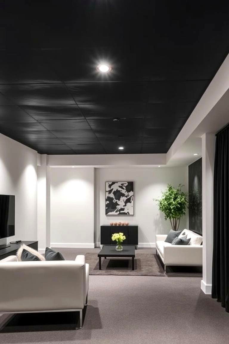 Minimalist Black Ceiling - 24 Basement Drop Ceiling Ideas