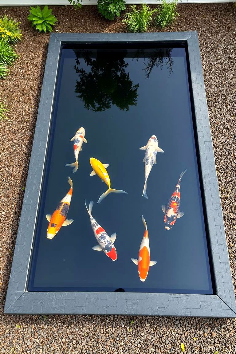 Minimalist Black Liner Pond - 24 Koi Pond Ideas
