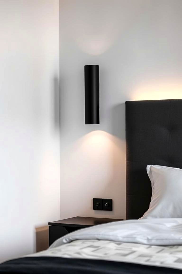 Minimalist Black Sconce - 24 Bedroom Wall Sconce Ideas