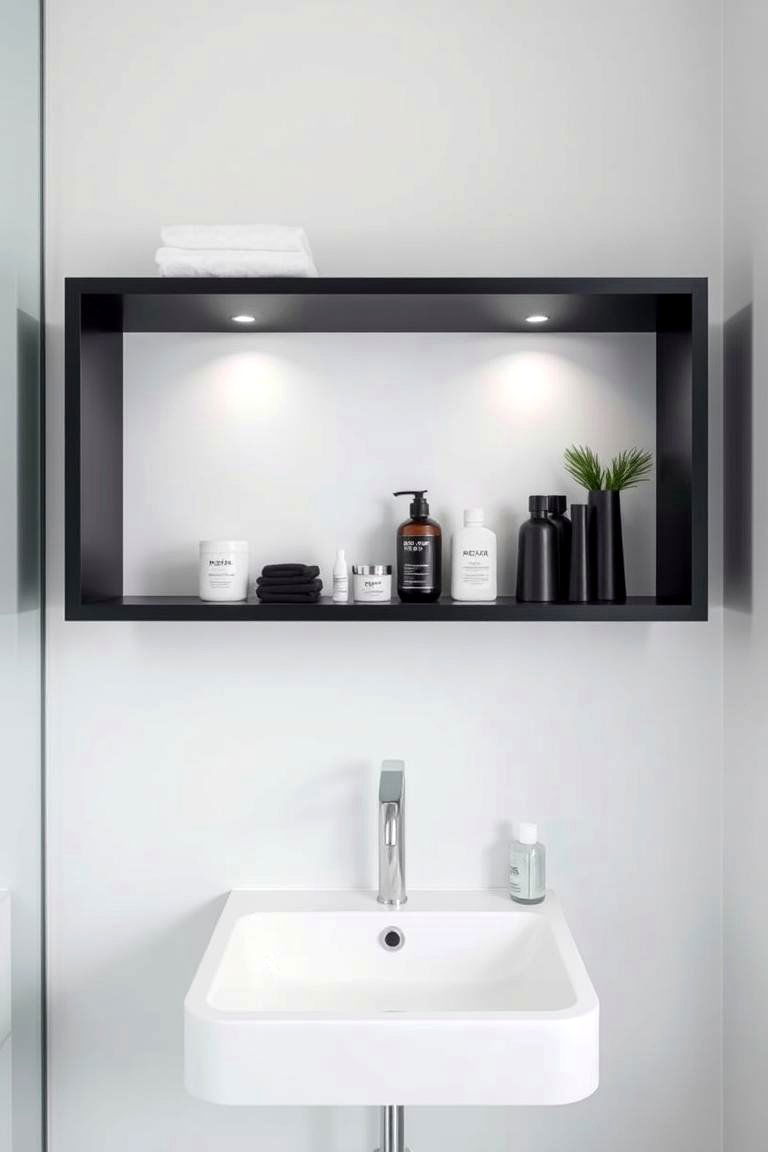 Minimalist Black Shelves for Bold Simplicity - 24 Bathroom Shelf Ideas