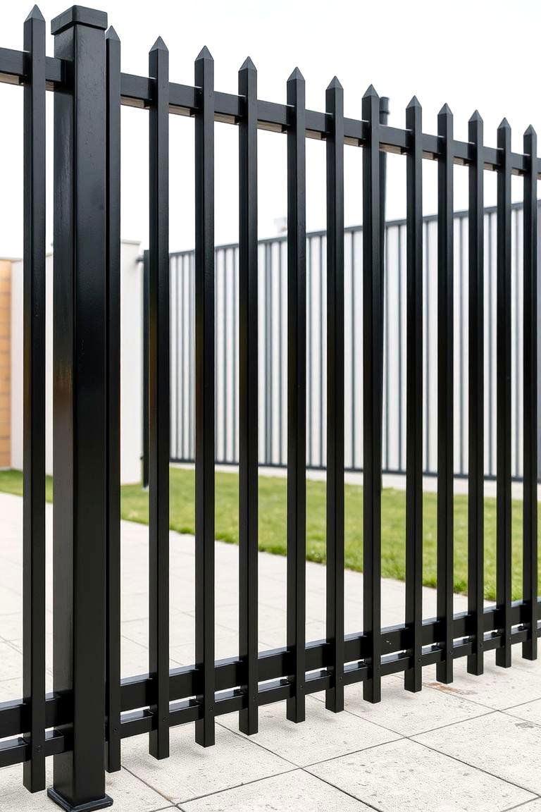 Minimalist Black Steel Fence - 24 Black Fence Ideas