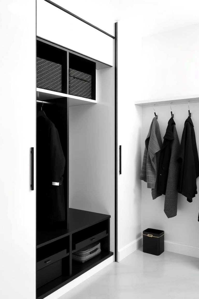 Minimalist Black and White Coat Closet - 24 Coat Closet Ideas