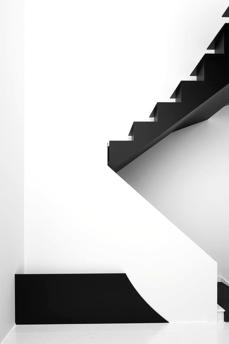 Minimalist Black and White Contrast - 24 Staircase Wall Ideas