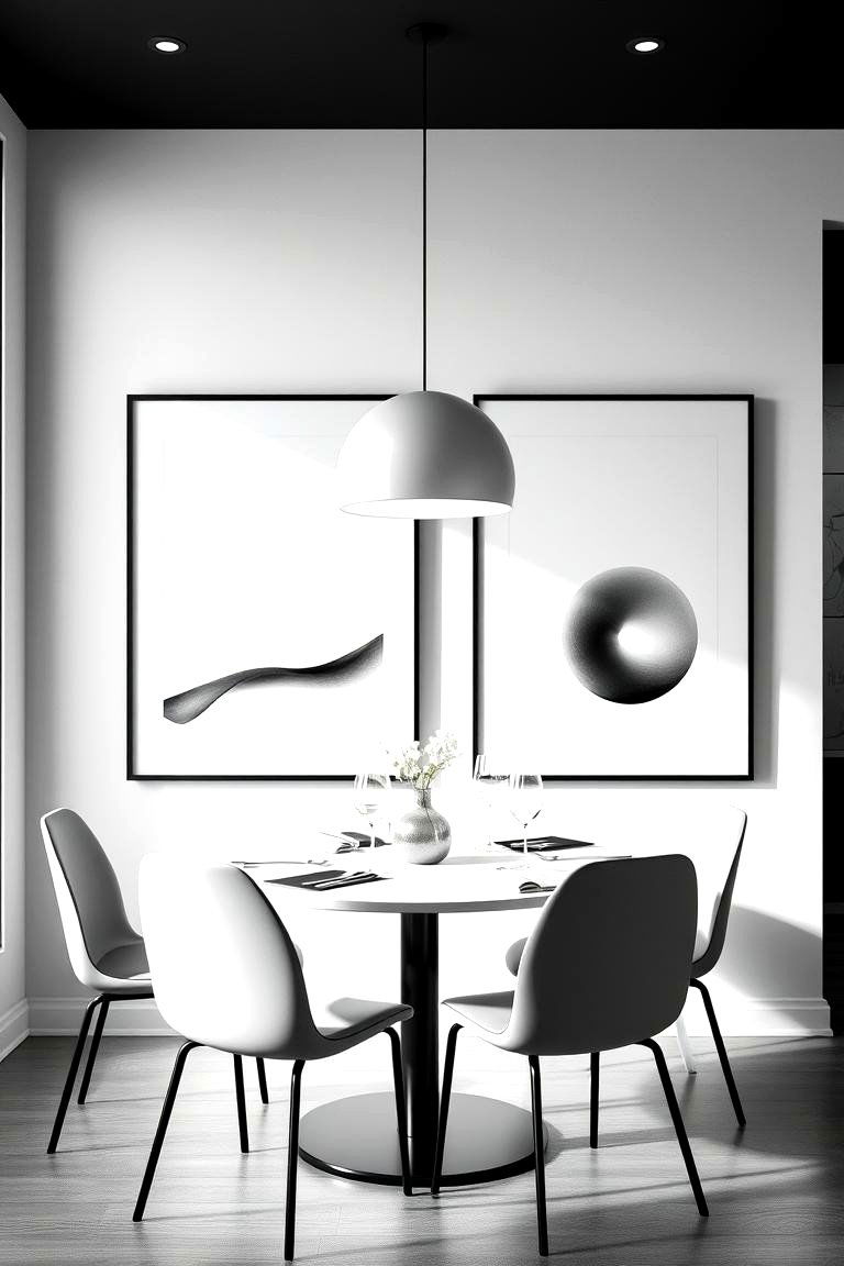 Minimalist Black and White Prints - 24 Dining Room Wall Decor Ideas
