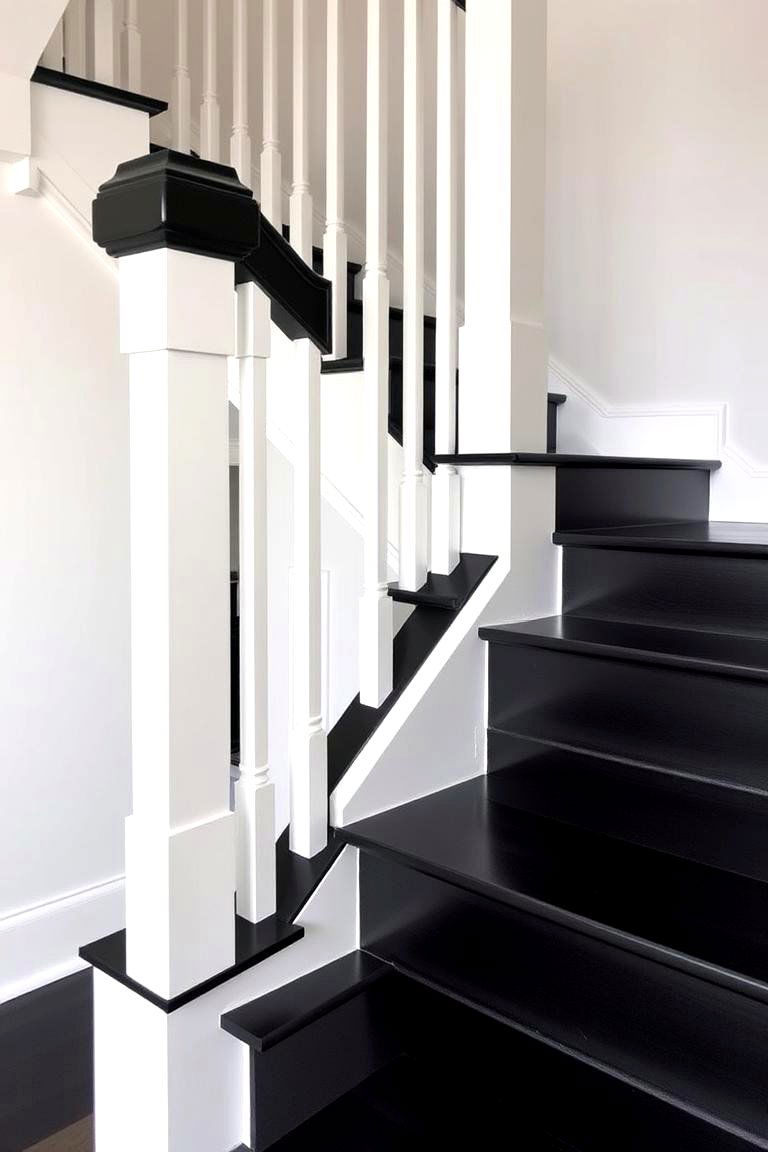 Minimalist Black and White Stairs - 24 Painted Stair Ideas