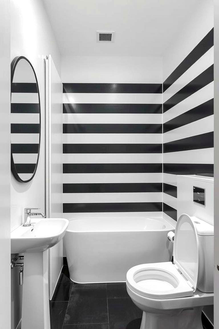 Minimalist Black and White - 24 Bathroom Wallpaper Ideas