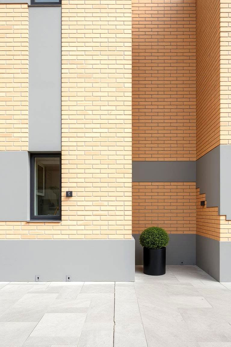 Minimalist Blonde Brick and Soft Gray - 24 Blonde Brick House Color Schemes