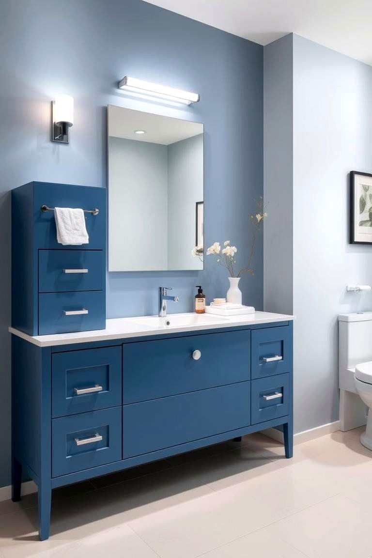 Minimalist Blue Vanity - 24 Blue Bathroom Vanity Ideas
