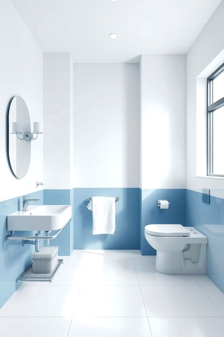 Minimalist Blue and White Bathroom - 24 Blue and White Bathroom Ideas