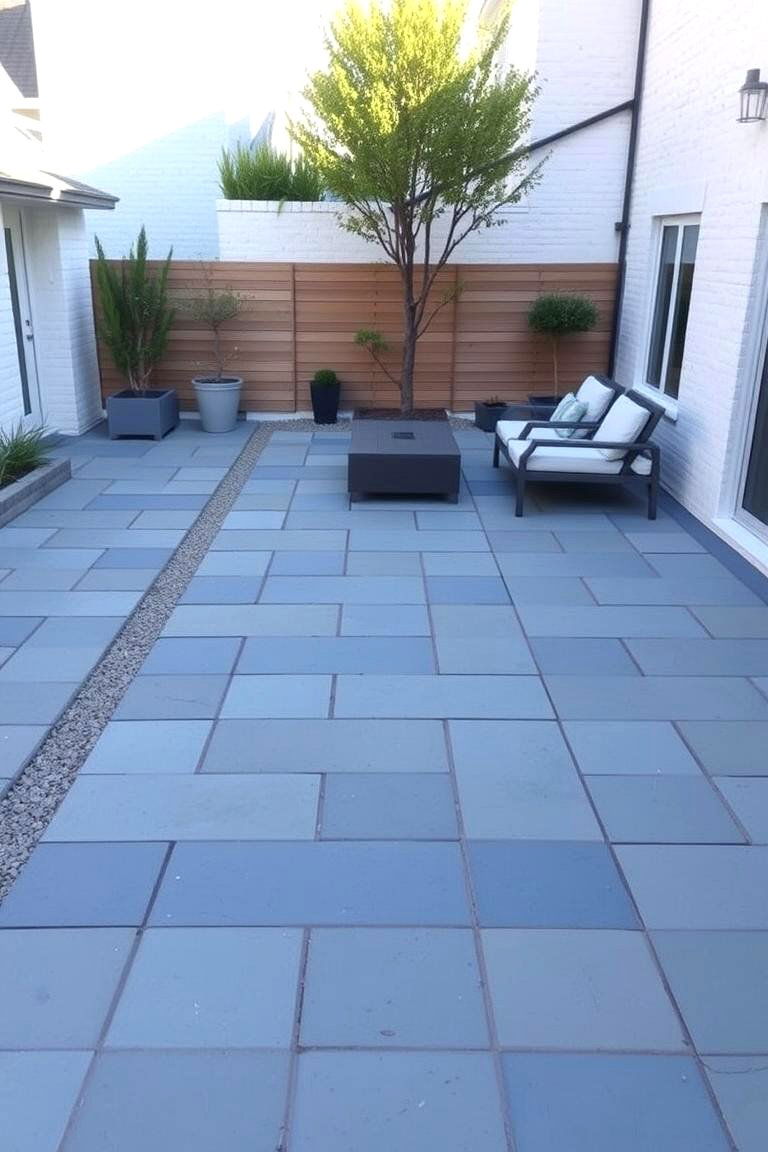 Minimalist Bluestone Patio with Paved Pathways - 24 Bluestone Patio Ideas