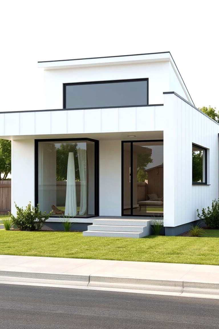 Minimalist Box House Simplicity - 24 White Siding House Designs