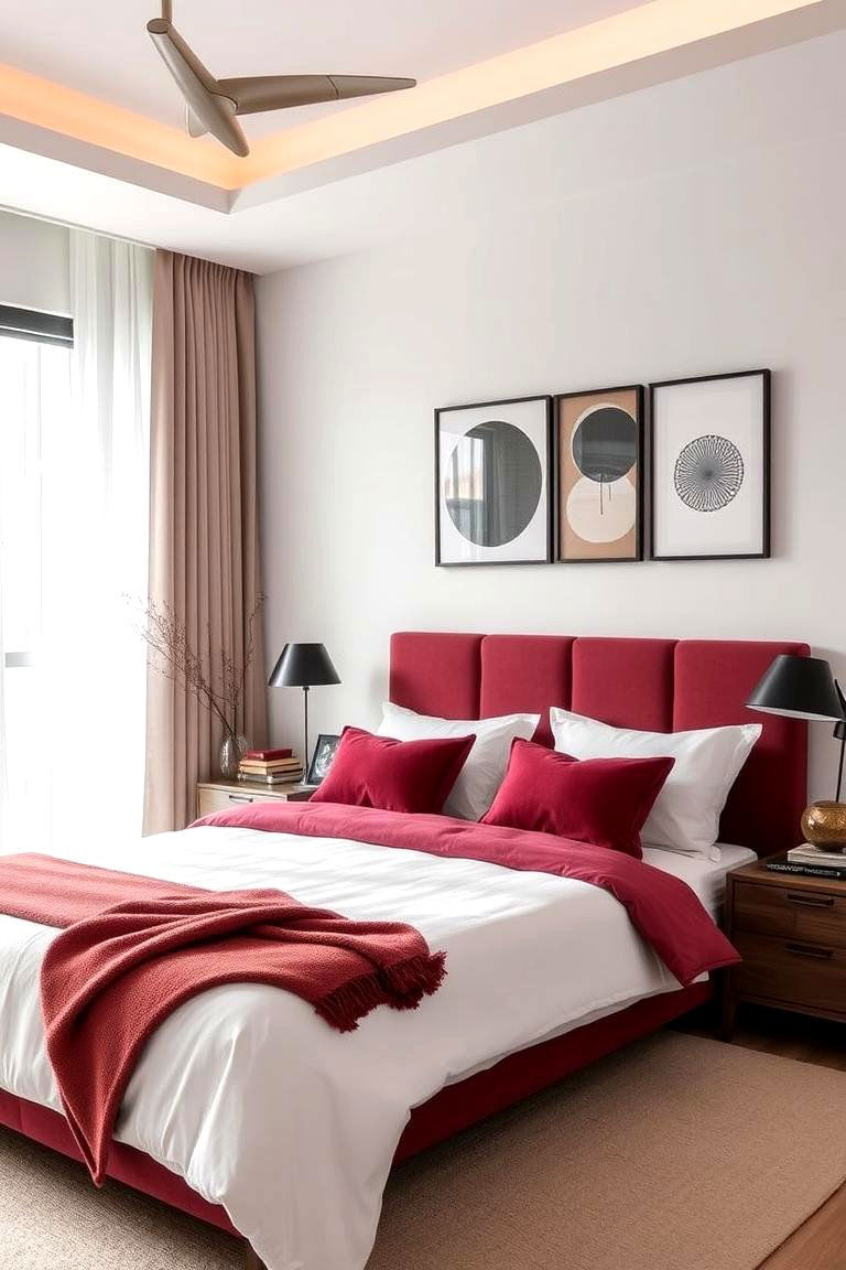 Minimalist Burgundy Accents - 24 Burgundy Bedroom Ideas