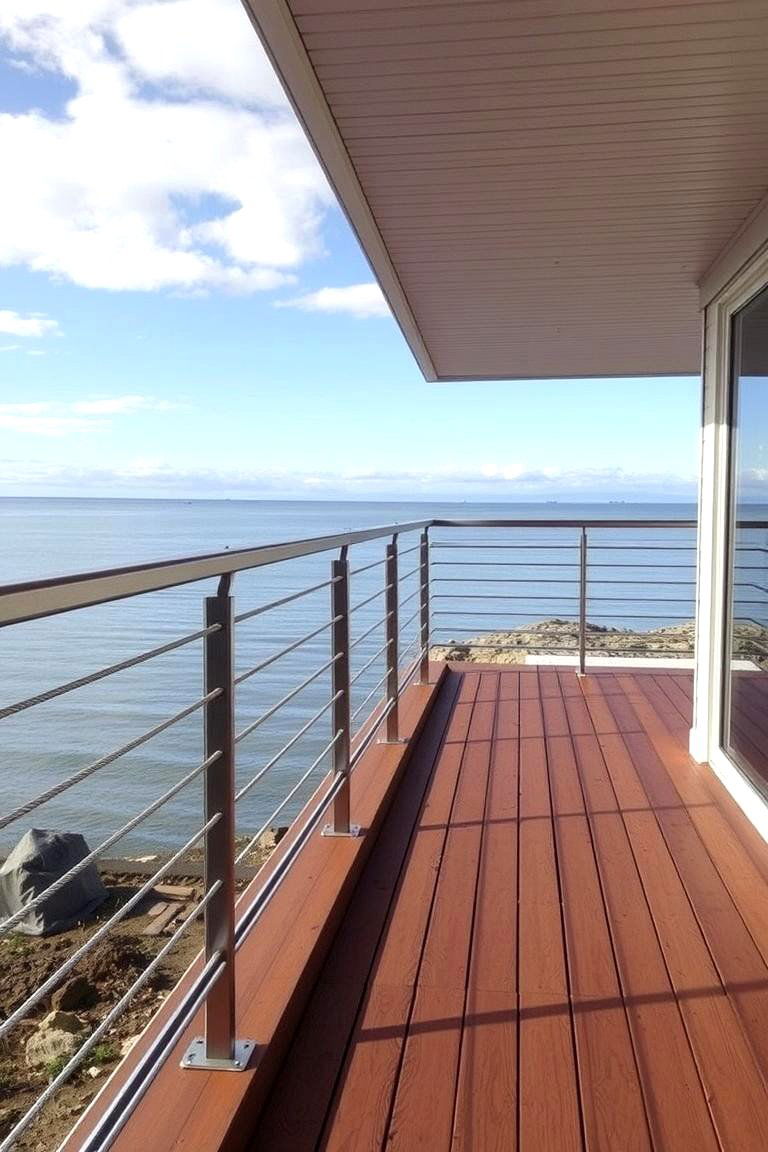 Minimalist Cable Integration - 24 Horizontal Deck Railing Ideas