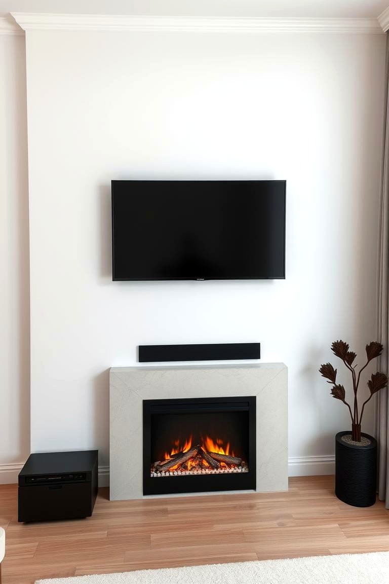 Minimalist Chic Display - 24 Electric Fireplace Ideas With Tv Above