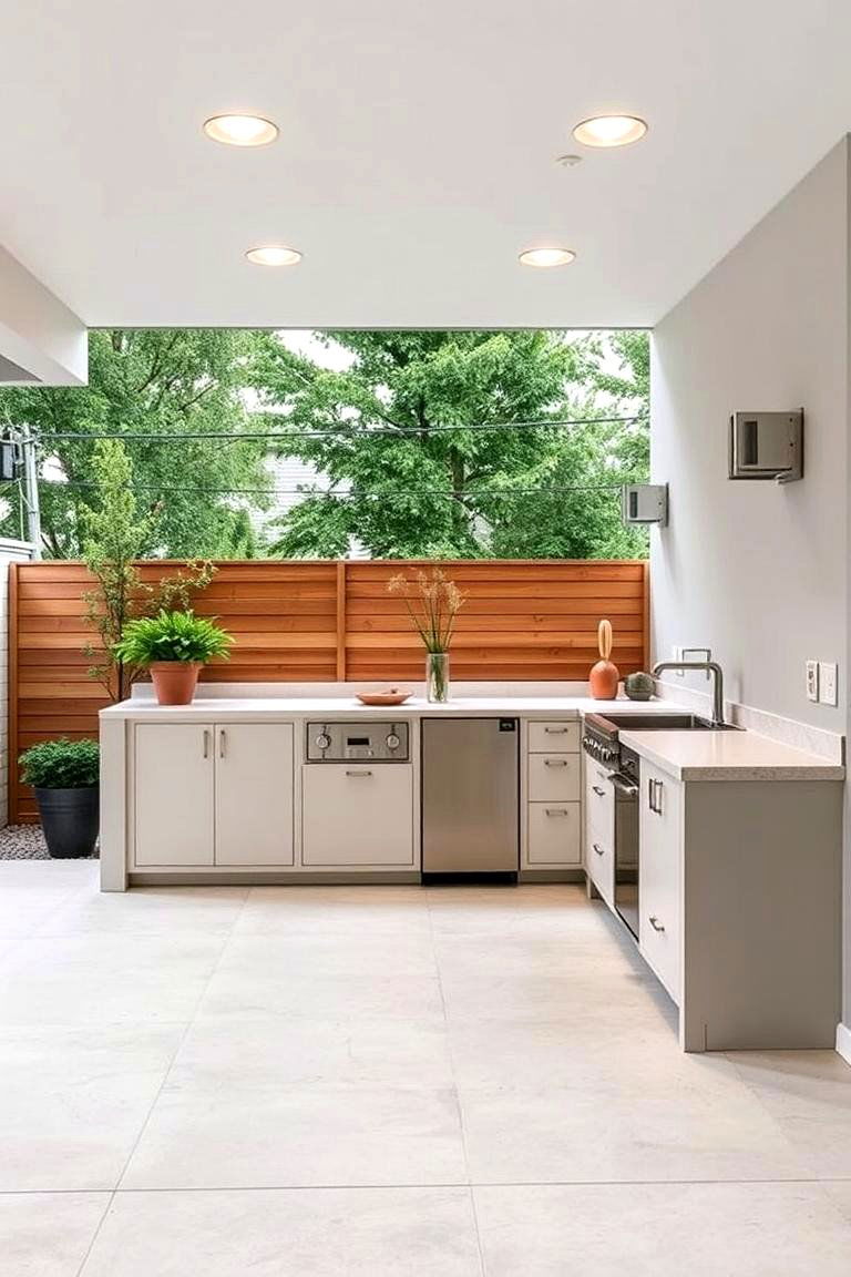 Minimalist Clean Lines Kitchen - 24 L Shaped Outdoor Kitchen Ideas