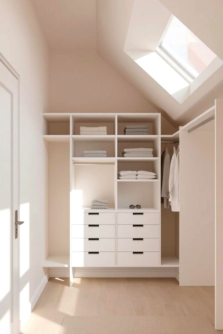 Minimalist Color Palette Design - 24 Sloped Ceiling Closet Ideas