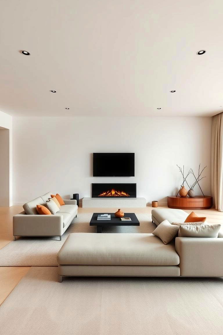 Minimalist Comfort with Warm Accents - 24 Living Room Ideas With Sectionals and Fireplace