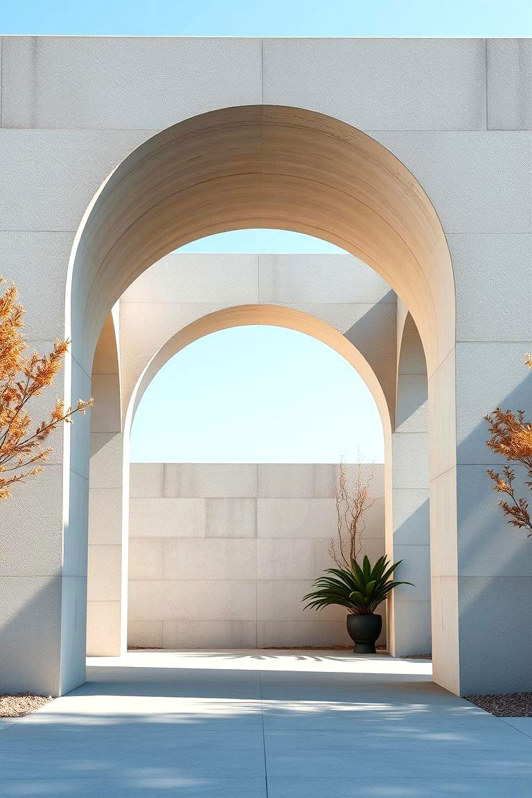 Minimalist Concrete Arch - 24 Garden Arch Ideas