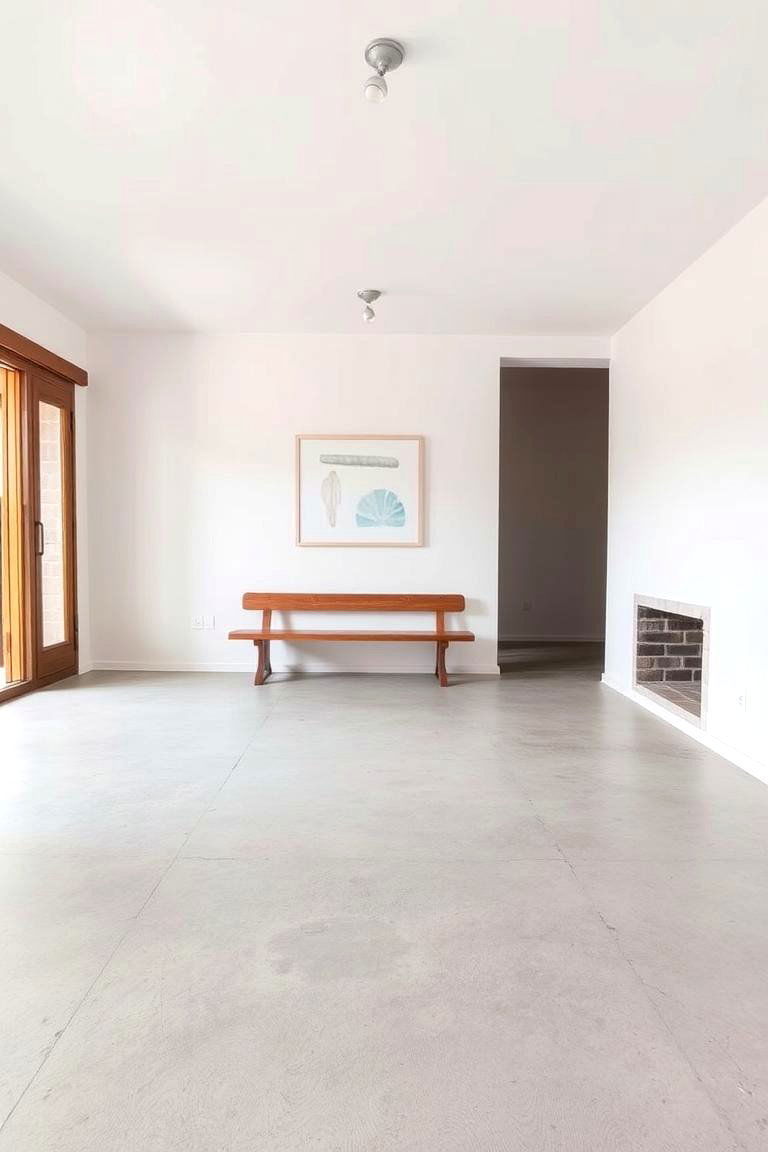 Minimalist Concrete Core - 24 Rustic Concrete Floor Living Room Ideas