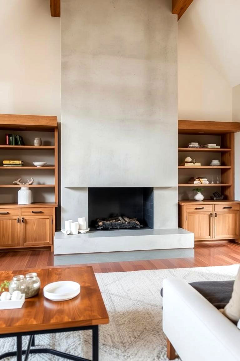 Minimalist Concrete Design Flair - 24 Craftsman-style Fireplace Ideas