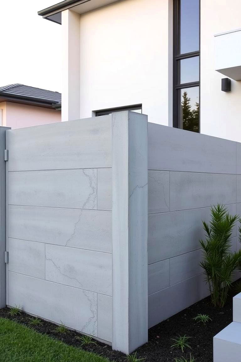 Minimalist Concrete Fence - 24 Front Yard Fence Ideas