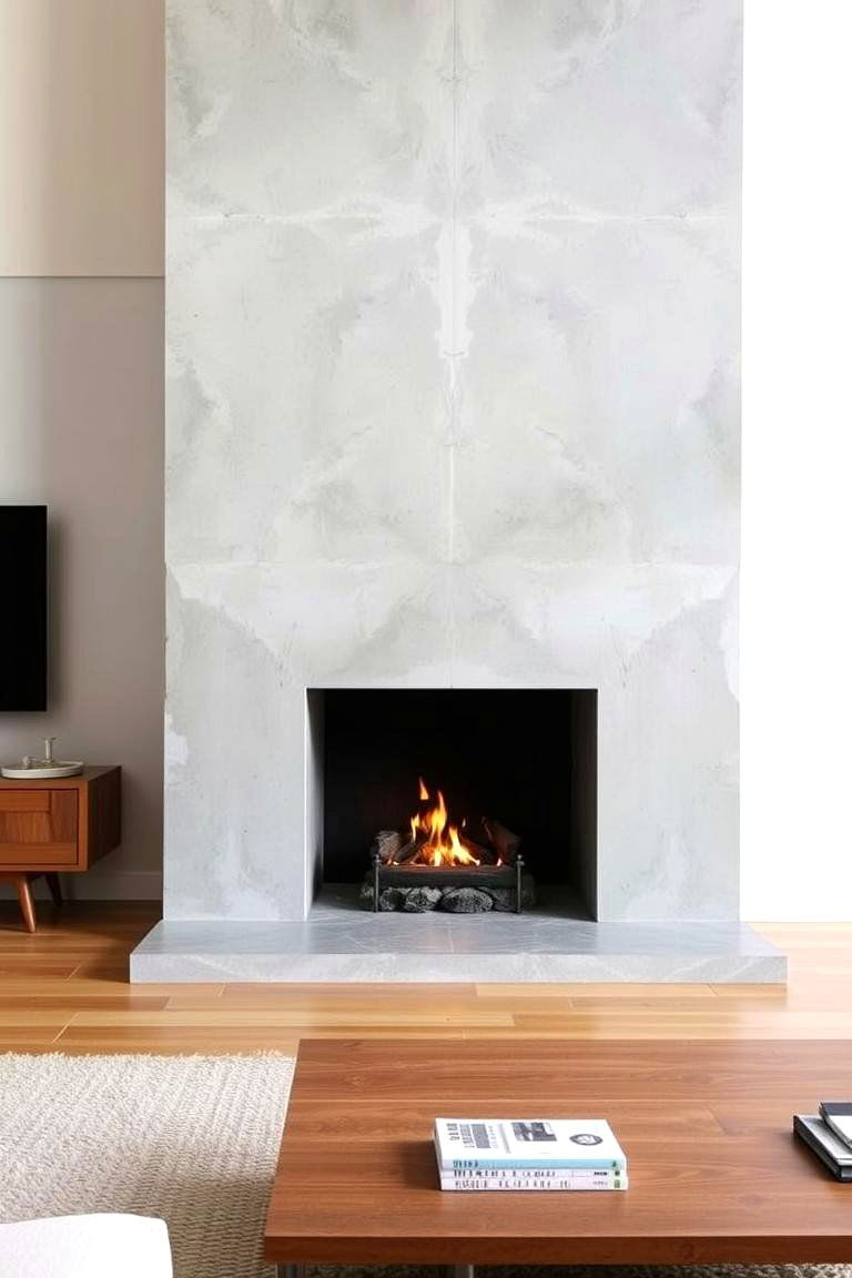 Minimalist Concrete Fireplace - 24 3 Sided Fireplace Ideas