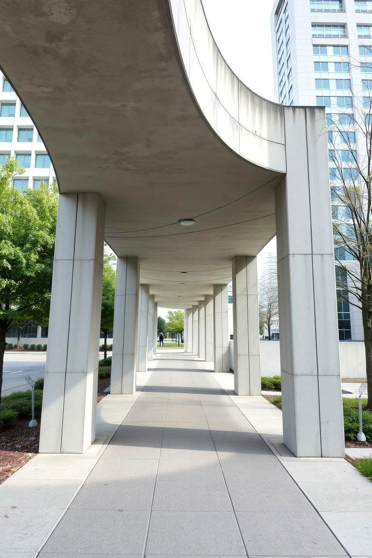 Minimalist Concrete Overhang Walkway - 24 Covered Walkway Ideas
